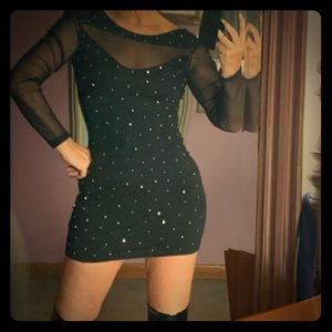 Black tight/net/studded dress